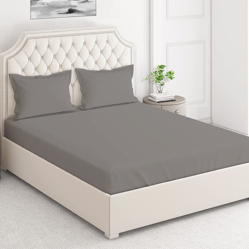 Layers Be Bold 100 Cotton Bedsheet Set for All Seasons Lightweight Moisture Absorbent Machine Washable Easy to Care Gift for Housewarming More 140 TC Queen Size Grey - Image 2