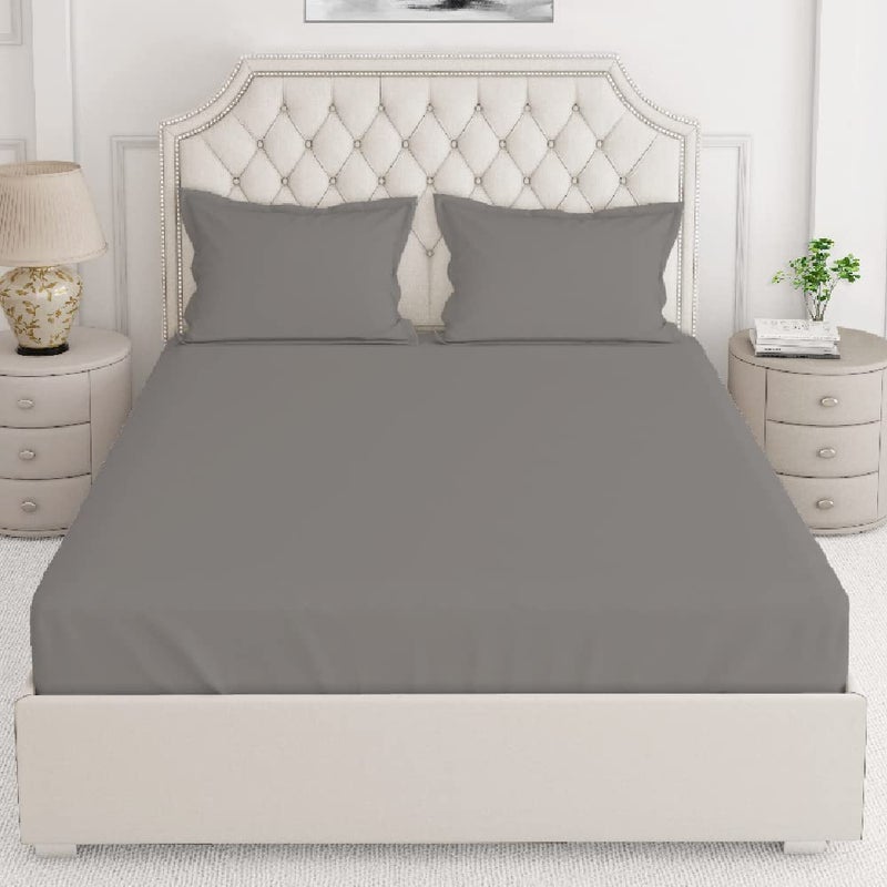 Layers Be Bold 100 Cotton Bedsheet Set for All Seasons Lightweight Moisture Absorbent Machine Washable Easy to Care Gift for Housewarming More 140 TC Queen Size Grey - Image 1