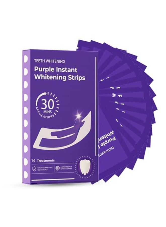 Purple Teeth Whitening Strips, Gentle Adhesive Dental Care Strips for Daily Oral Routine, Comfortable Fit, Helps Improve Tooth Appearance u0026 Overall Smile Look, 30-Min Use - Image 1