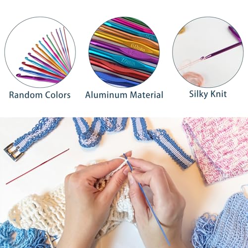 HSYMQ 14PCS Aluminum Crochet Hooks Knitting Needles Craft Yarn 2.0mm/2.5mm/3.0mm/3.5mm/4.0mm/4.5mm/5.0mm/5.5mm/6.0mm/6.5mm/7.0mm/8.0mm/9.0mm/10.0mm - Image 3