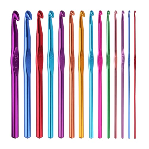 HSYMQ 14PCS Aluminum Crochet Hooks Knitting Needles Craft Yarn 2.0mm/2.5mm/3.0mm/3.5mm/4.0mm/4.5mm/5.0mm/5.5mm/6.0mm/6.5mm/7.0mm/8.0mm/9.0mm/10.0mm - Image 1