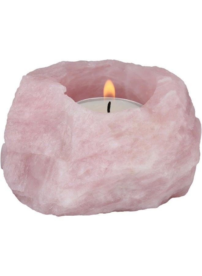 rockcloud Natural Raw Rose Quartz Taper Tea Light Candle Holder Air Plant Holder Healing Stone Home Decoration Figurine - Image 2