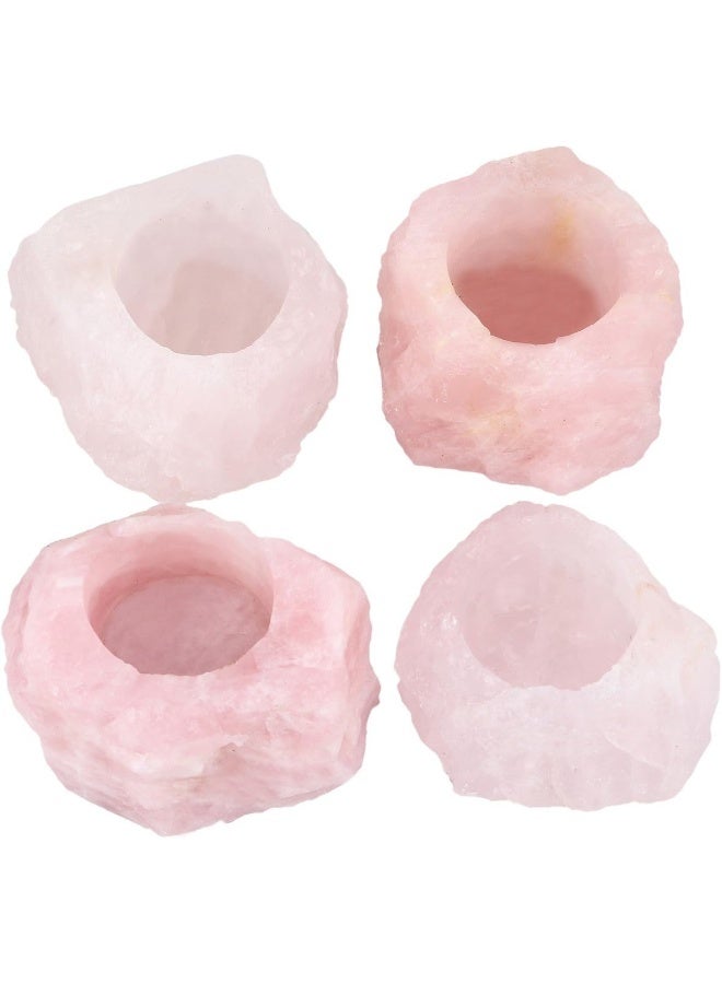 rockcloud Natural Raw Rose Quartz Taper Tea Light Candle Holder Air Plant Holder Healing Stone Home Decoration Figurine - Image 3