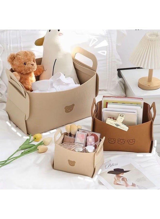 Generic 3-Piece Large Capacity Felt Storage Basket,Folding Wardrobe Storage Box,Multifunctional Storage Box for Shelves, Clothes, Books, Shoes (Size S)  - Image 1