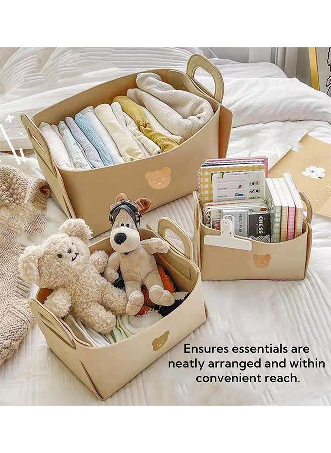 Generic 3-Piece Large Capacity Felt Storage Basket,Folding Wardrobe Storage Box,Multifunctional Storage Box for Shelves, Clothes, Books, Shoes (Size S)  - Image 3