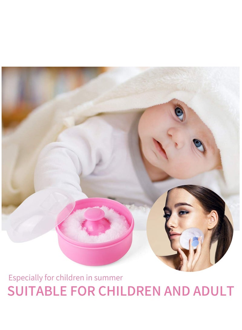 Excefore Storage Body Powder Container, Fluffy Body After-bath Powder Case, Baby Care Face/Body Villus Powder Puff Box, Makeup Cosmetic Talcum Powder Container with Hand Holder 2pcs - Image 4