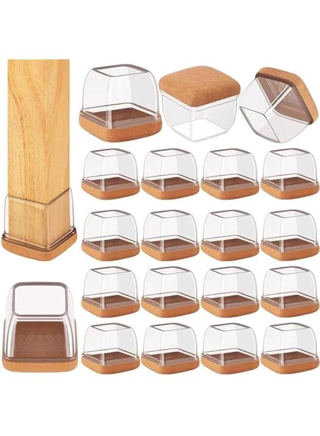 32 Pcs Chair Leg Floor Protectors Square, Silicone Chair Leg Protectors for Hardwood Floors, Chair Leg Caps Covers Protect Wooden Floors from Scratching, Thick, Won't Tear (Fit: 0.94''–1.45'') - Image 1