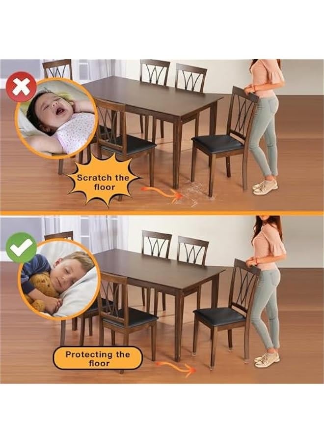 32 Pcs Chair Leg Floor Protectors Square, Silicone Chair Leg Protectors for Hardwood Floors, Chair Leg Caps Covers Protect Wooden Floors from Scratching, Thick, Won't Tear (Fit: 0.94''–1.45'') - Image 5