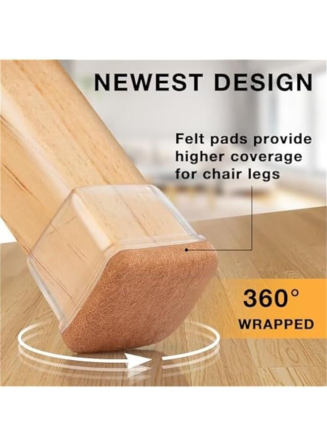 32 Pcs Chair Leg Floor Protectors Square, Silicone Chair Leg Protectors for Hardwood Floors, Chair Leg Caps Covers Protect Wooden Floors from Scratching, Thick, Won't Tear (Fit: 0.94''–1.45'') - Image 3