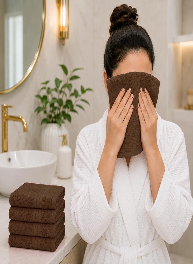 THE HAPPY POD Bath Bliss Essentials Face Towel Pack Cotton | 380 GSM | 30 cm x 30 cm | 4 Pc Pack | Chocolate - Image 2