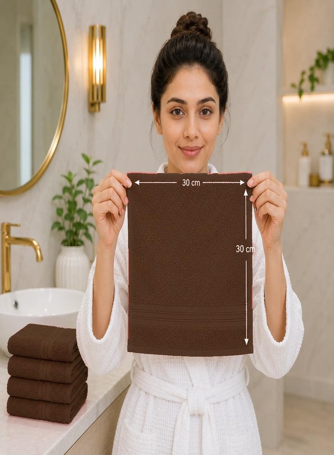 THE HAPPY POD Bath Bliss Essentials Face Towel Pack Cotton | 380 GSM | 30 cm x 30 cm | 4 Pc Pack | Chocolate - Image 4