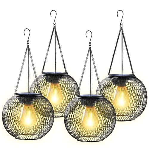 KagoLing Solar Lantern Outdoor Waterproof, KagoLing Upgraded Hanging Solar Lights Outdoor Garden Decorations Decorative Lighting Solar Powered Waterproof Tree Lantern for Garden Yard Patio Pathway, 4 Pack - Image 1