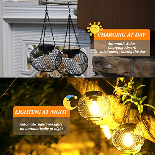KagoLing Solar Lantern Outdoor Waterproof, KagoLing Upgraded Hanging Solar Lights Outdoor Garden Decorations Decorative Lighting Solar Powered Waterproof Tree Lantern for Garden Yard Patio Pathway, 4 Pack - Image 3