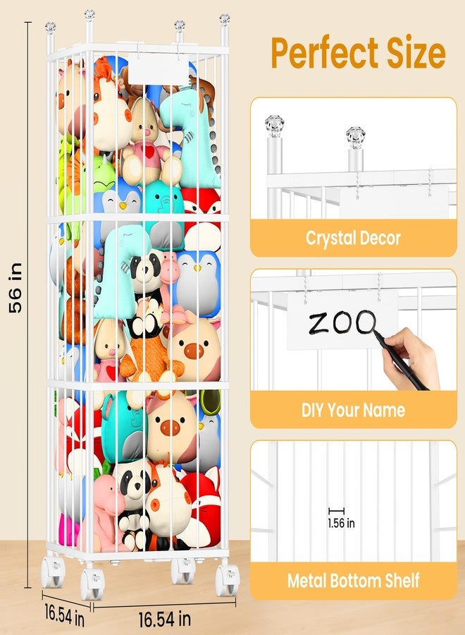 TomCare Extra Large Stuffed Animal Storage Metal Storage Organizer with 4 Lockable Wheels Space Saving Stuffed Animals Holder for Playroom Bedroom - Image 2