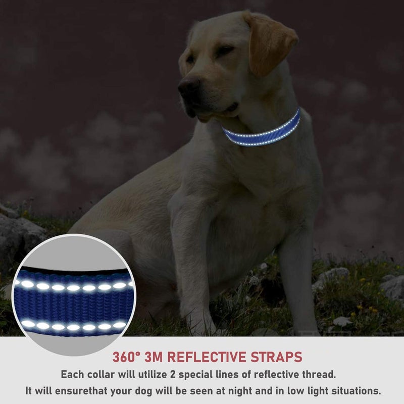 BOOMIBOO Reflective Dog Collar with Buckle Adjustable Safety Nylon Collars for Small Medium Large Dogs, Navy Blue S - Image 4