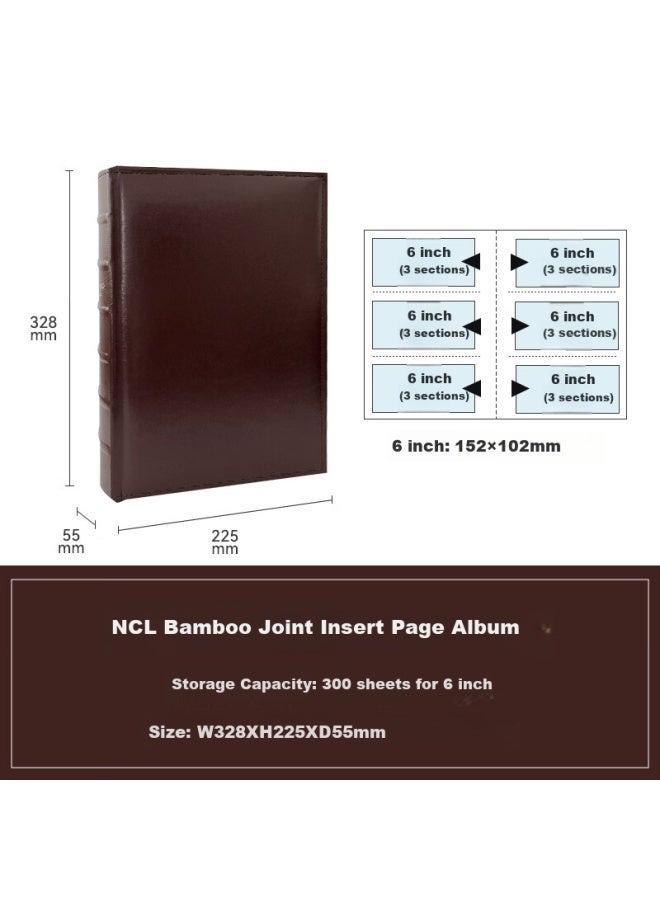 Ncl Zhonglin Pocket Photo Al, 300 Pages, 6-inch, Pu Leather, Vintage Photo Collection, Insert Pages, Family Photo Book, Diy Memory Book, Photo Book, Nbzj-3up6 - Image 1