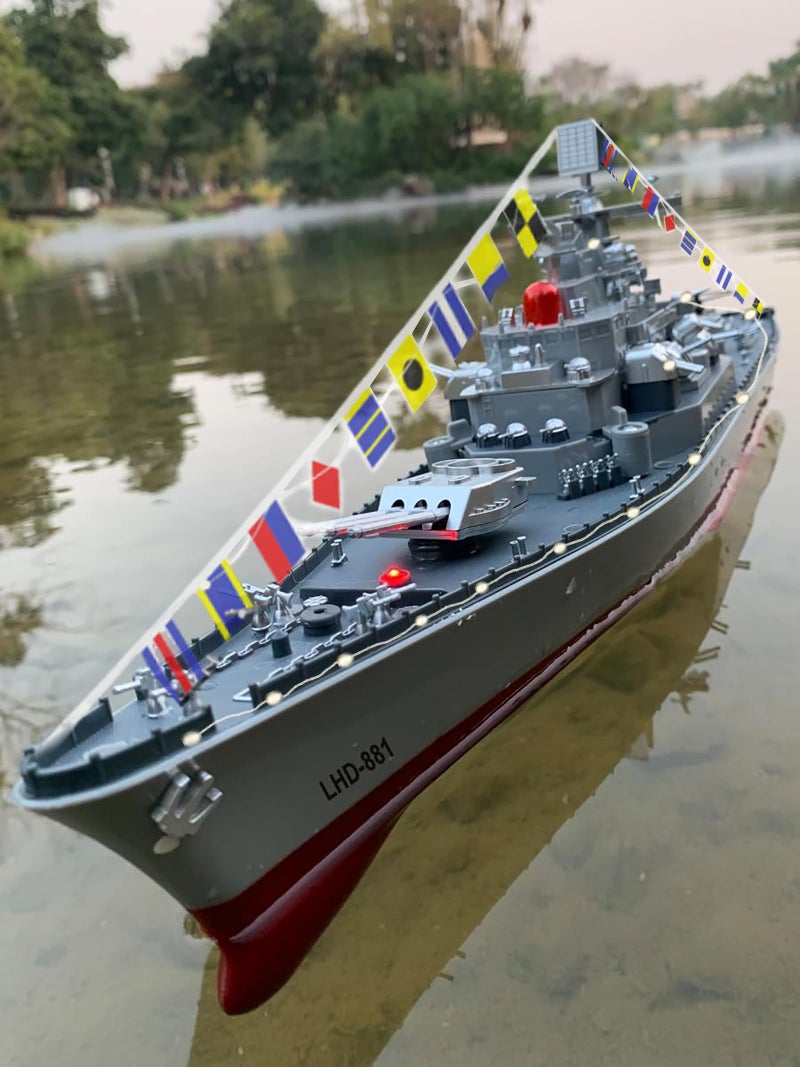 Ssccgym 236 Inch Remote Controlled Warship Battleship10kmh 4WD 24G RC Controlled Ship 1390 Scale On Water Lakes Pools Exhibits Models for 14Y - Image 2