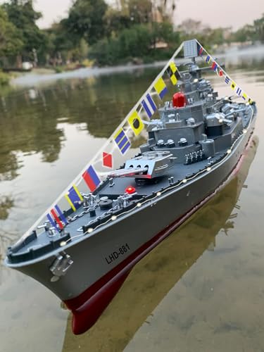 Ssccgym 236 Inch Remote Controlled Warship Battleship10kmh 4WD 24G RC Controlled Ship 1390 Scale On Water Lakes Pools Exhibits Models for 14Y - Image 1