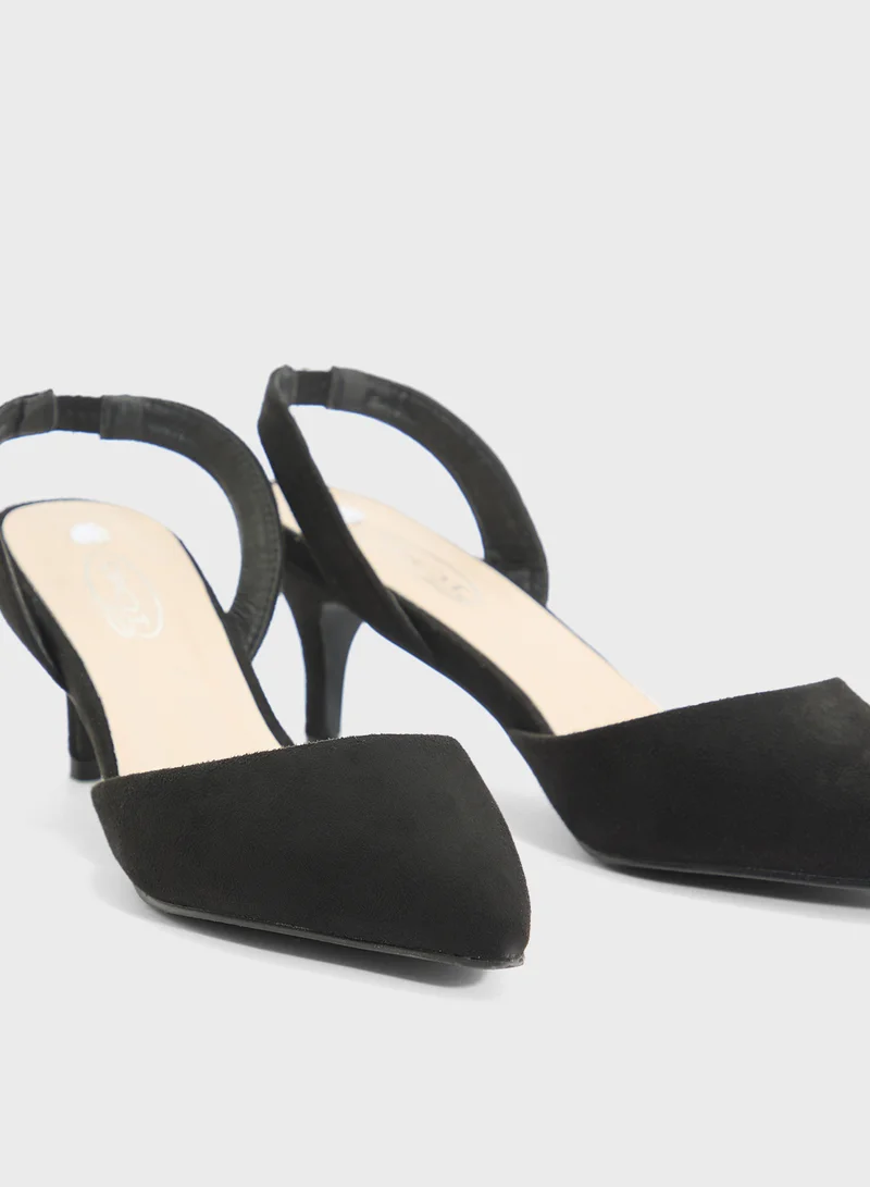 Spot-On Mid Heel Pump With Slingback
