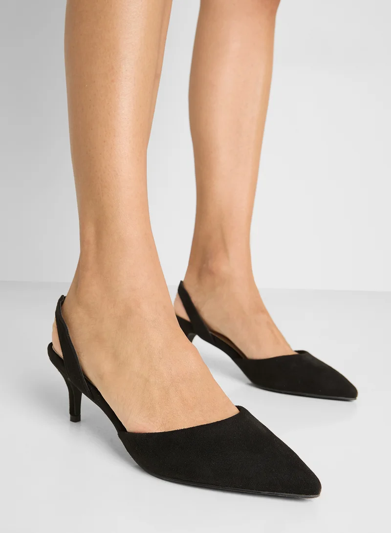 Spot-On Mid Heel Pump With Slingback
