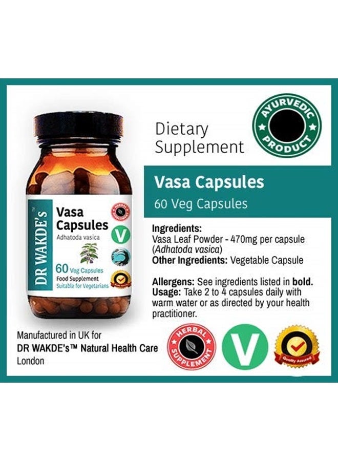 London DR WAKDE'S Vasa Capsules (Adulasa, Adhatoda vasica, 60 Veg Caps, Plant-Based Supplement, Ayurvedic Herb, All Natural, Vegan) - Image 5