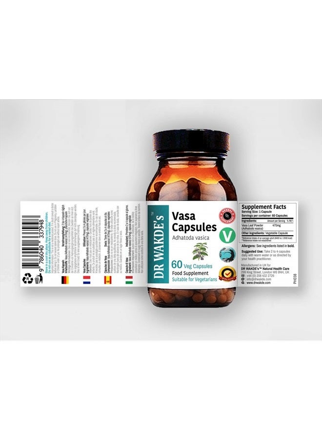 London DR WAKDE'S Vasa Capsules (Adulasa, Adhatoda vasica, 60 Veg Caps, Plant-Based Supplement, Ayurvedic Herb, All Natural, Vegan) - Image 4