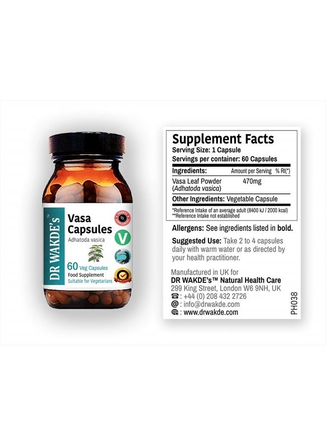 London DR WAKDE'S Vasa Capsules (Adulasa, Adhatoda vasica, 60 Veg Caps, Plant-Based Supplement, Ayurvedic Herb, All Natural, Vegan) - Image 3