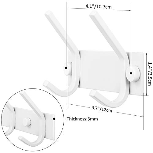 WEBI Coat Rack Wall Mount,8 Hooks,24" Long Coat Hooks Wall Mounted,Coat Hanger Wall,Hook Rack,Jacket Hooks for Hanging Coats,Hat,Clothes,White,2 Packs - Image 2