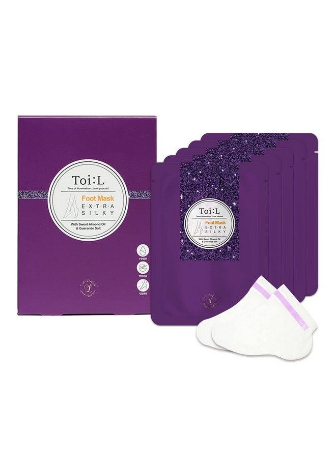 TOI:L Extra Silky Foot Mask Glove 5 Pairs Premium Foot Care Treatment Intensive Moisturizing Nourishing Repairing For The Dry & Rough Damaged Foot (Guerande Salt+Sweet Almond Oil)  - Image 2