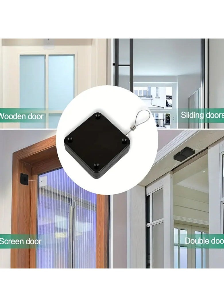 Automatic Door Closer with Steel Cable – Adhesive Installation, Touch & Remote Control, Silent Closing Device for Wooden, Sliding & Screen Doors – Plastic Body  - Image 4