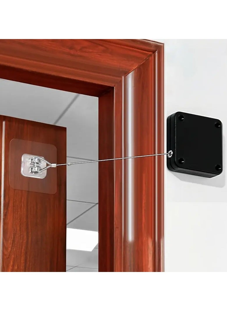 Automatic Door Closer with Steel Cable – Adhesive Installation, Touch & Remote Control, Silent Closing Device for Wooden, Sliding & Screen Doors – Plastic Body  - Image 1
