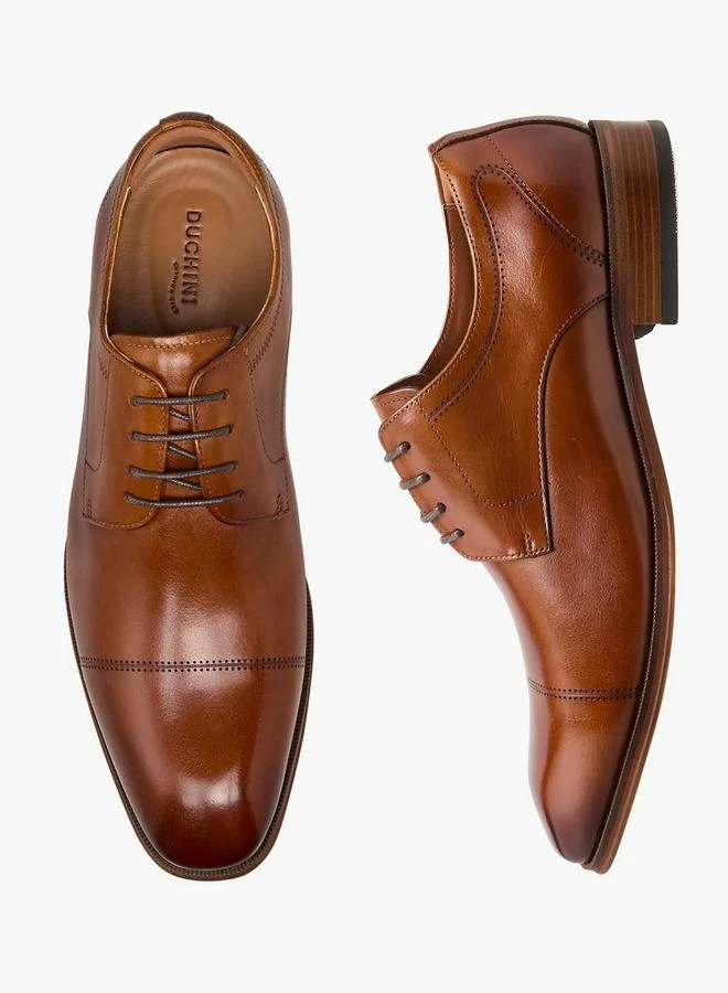 DUCHINI Men Lace-Up Leather Derby Shoes
