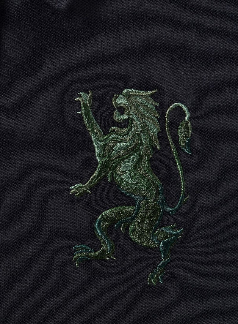 GIORDANO Women's Cotton Lycra 3D Lion Embroidery Polo - Image 4