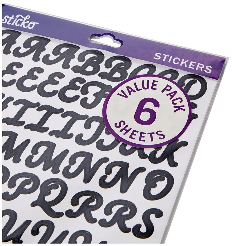 Sticko E5290149 Alphabet Stickers, Black Script - Image 2