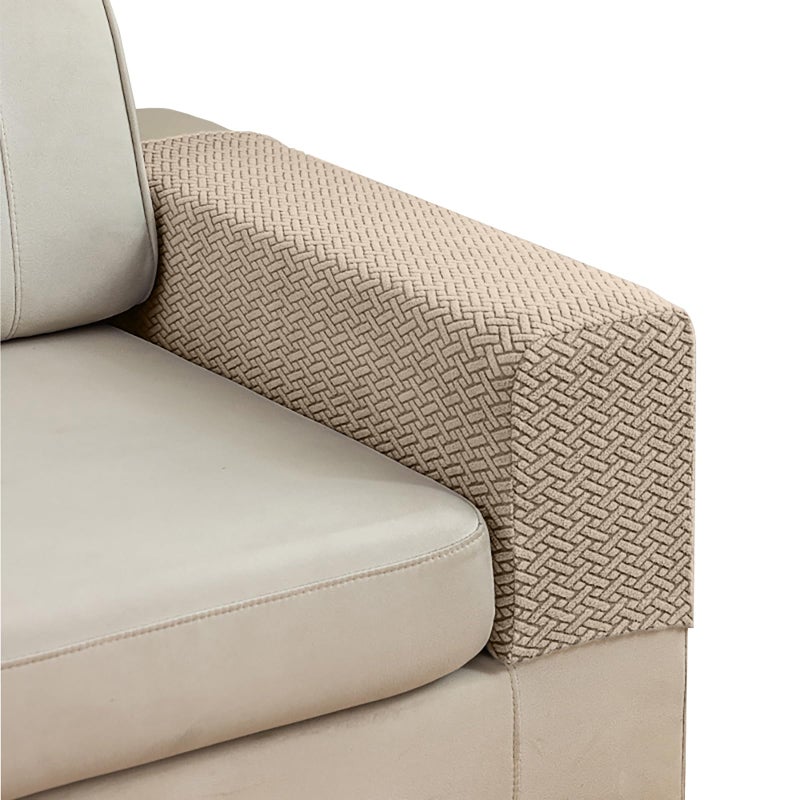 Stlemiko Couch Sofa Arm Chair Covers Set of 2 Polyester Stretch Arm Rest Covers for Sofa Recliner Chair Arm Covers Protectors with Twist Pins (Light Coffee,M) - Image 1