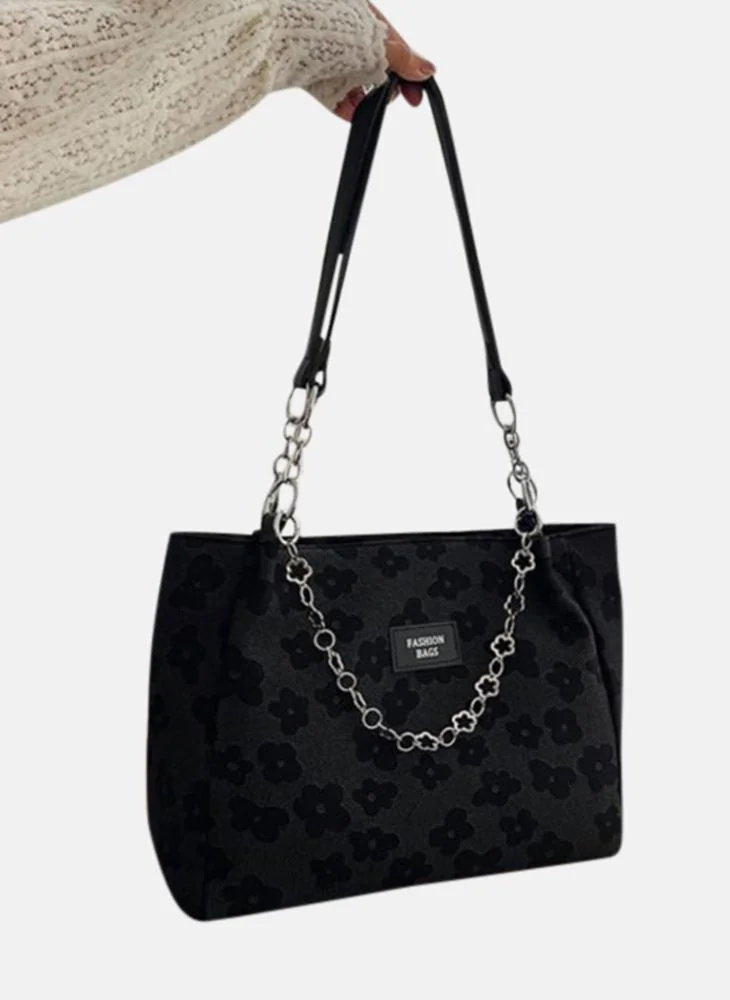 يونيكي Black Printed Lifestyle Tote Bag