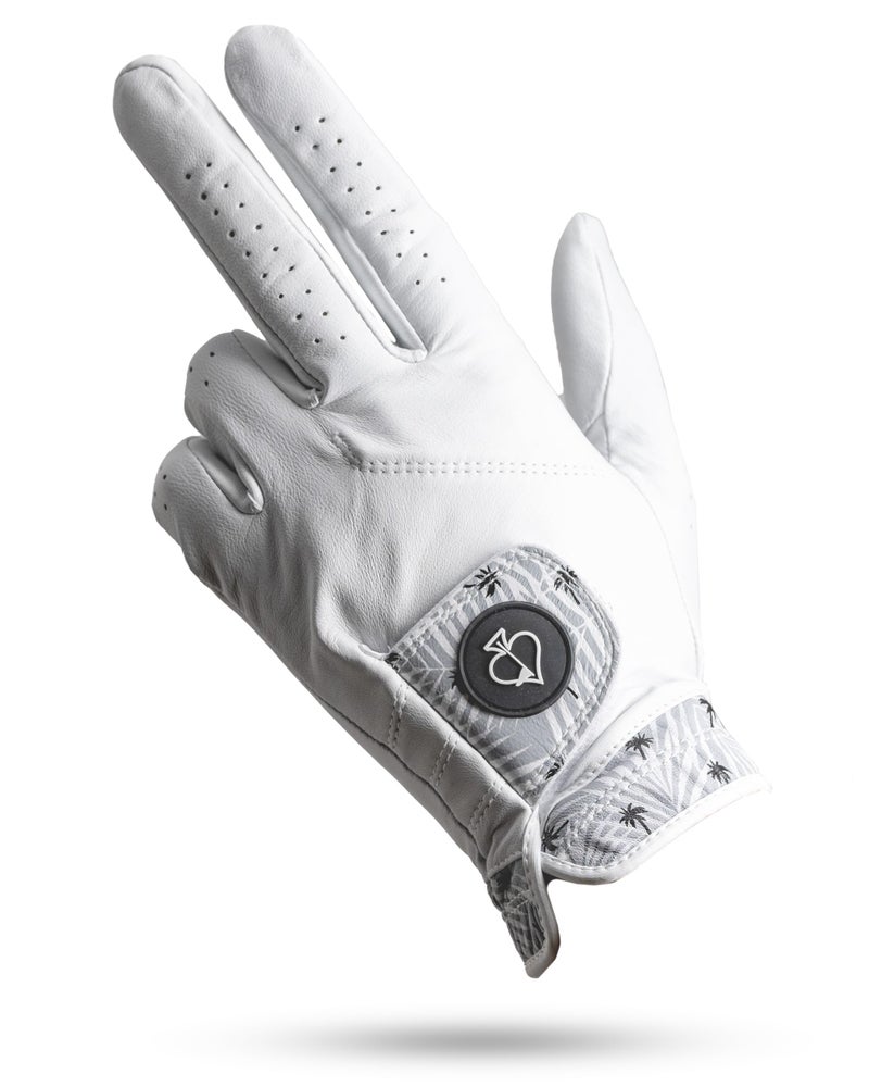 Pins & Aces - Palm Sunday Golf Glove Design - Premium AAA Cabretta Leather, Long-Lasting Durable Tour Glove for Men or Women - Premium Leather Golf Glove Left & Right Hand (Medium/Large, Left) - Image 1