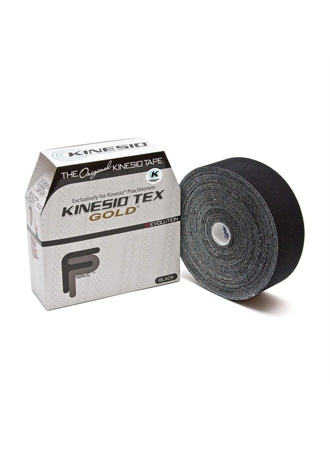 Kinesio شريط لاصق - شريط رياضي علاجي مرن تيكس جولد FP - لفة جملة - أسود - 2 بوصة × 103 قدم - Image 1