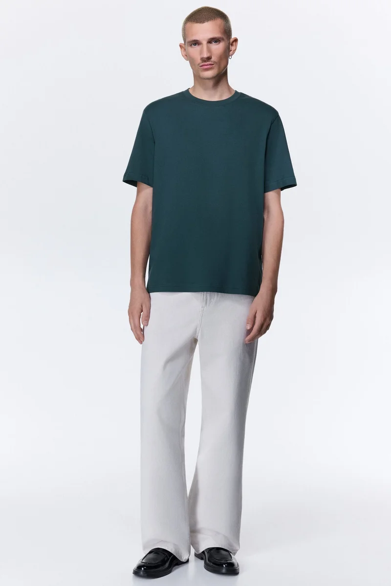 اتش اند ام تي-شيرت من القطن بقصة عادية