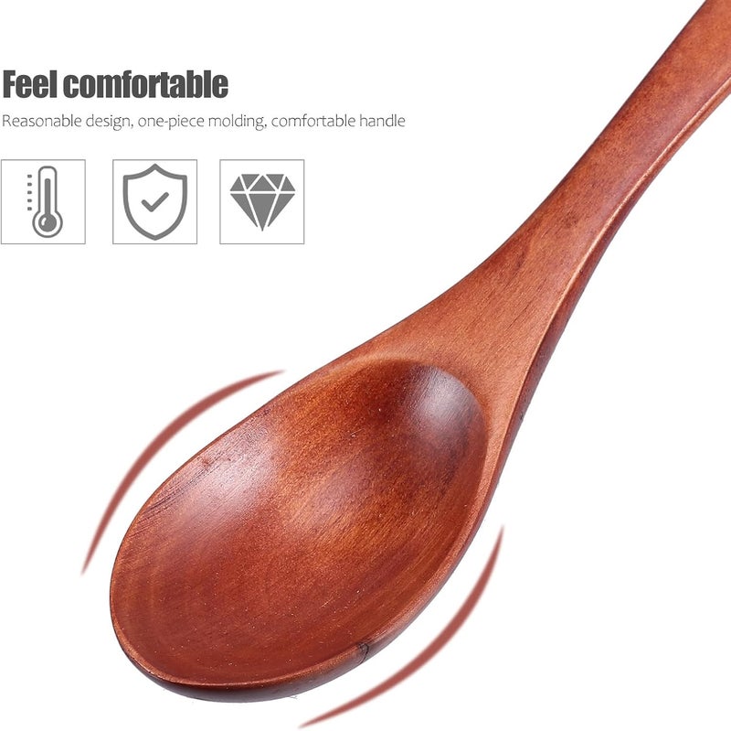 Wooden Soup Spoons 16x4cm Set of 4 Healthy Household Rice Spoons Multipurpose Portable for Kitchen Dining - Image 2