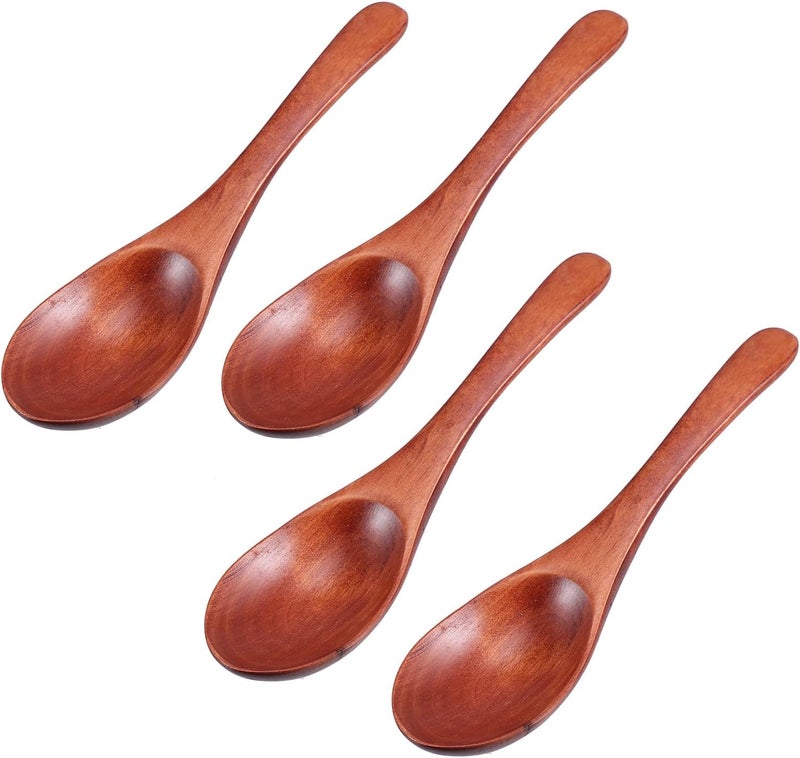 Wooden Soup Spoons 16x4cm Set of 4 Healthy Household Rice Spoons Multipurpose Portable for Kitchen Dining - Image 1