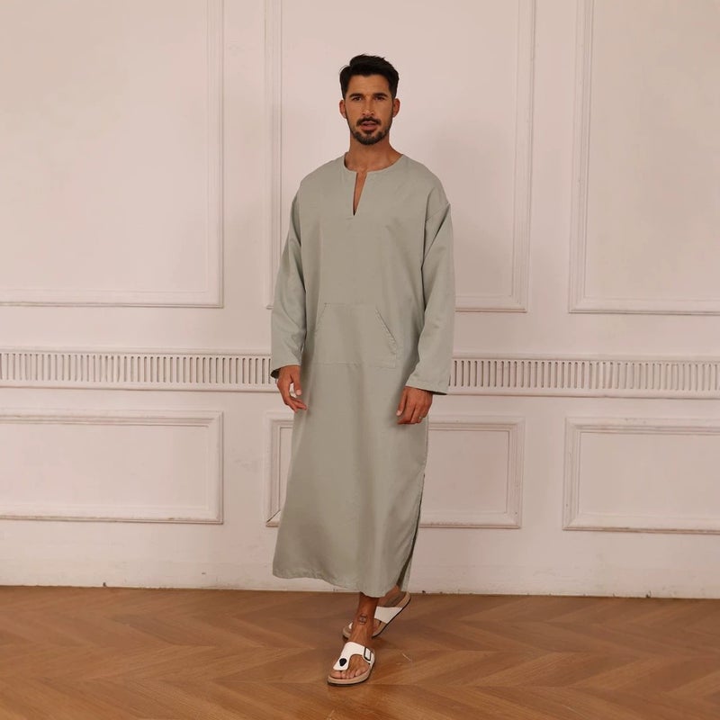 Men's Plus Size V-Neck Kandora Robe - Image 1