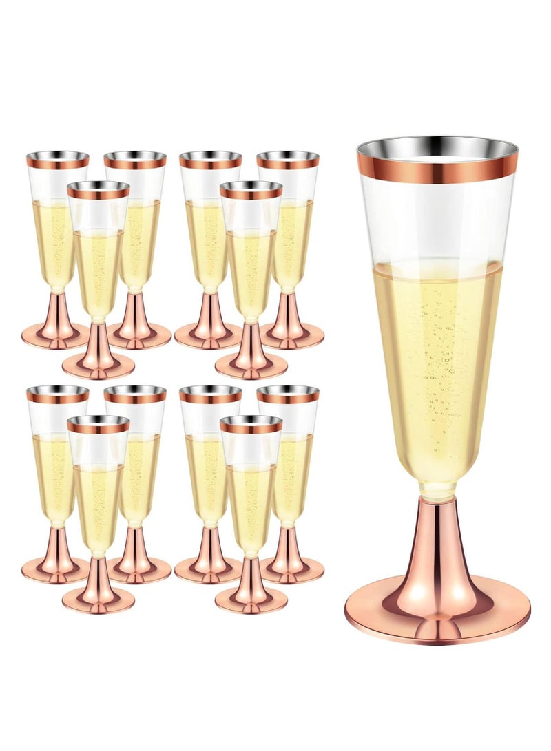 SYOSI 12 Pack Plastic Champagne Flutes 5 oz Clear Toasting Glasses Disposable Cups with Rim for Wedding Engagement Birthday Graduation Anniversary Parties - Image 1