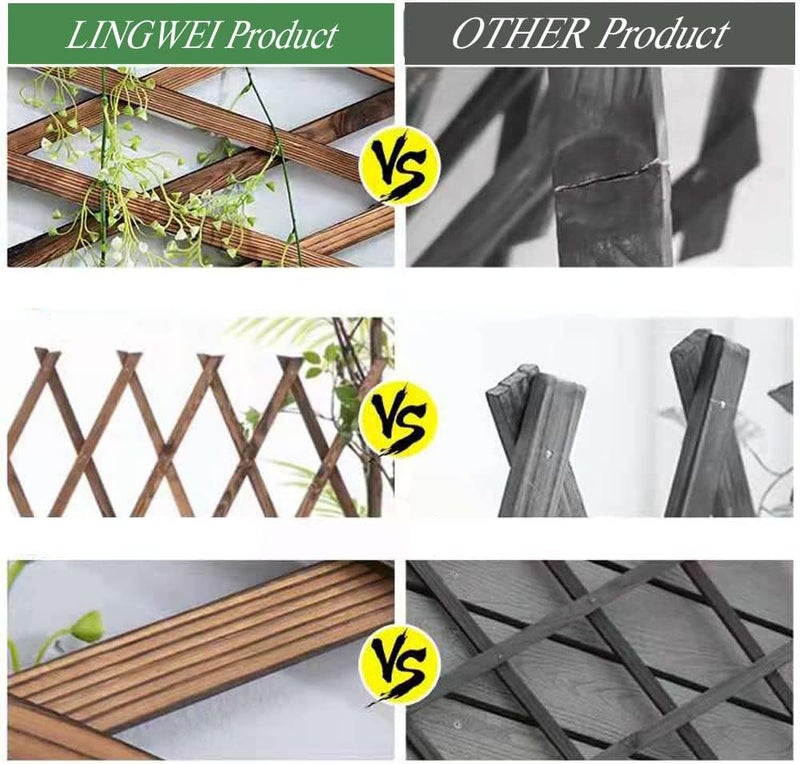 LINGWEI Expandable Wooden Garden Fence, Multi-Purpose Garden Plant Climbing Frame,Expendable Wooden Fence Panel Plant Support Decorative Fence for Climbing Plants Flowers. (105cm (6pcs)) - Image 2