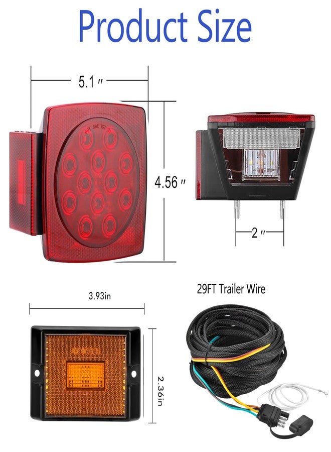 LIMICAR LED Trailer Light Kit, Stop Turn Tail Side Marker with 25FT Protective Wire Harness, 12V Utility Trailer Lights for Boat Camper RV Trucks Marine Under 80" - Image 3