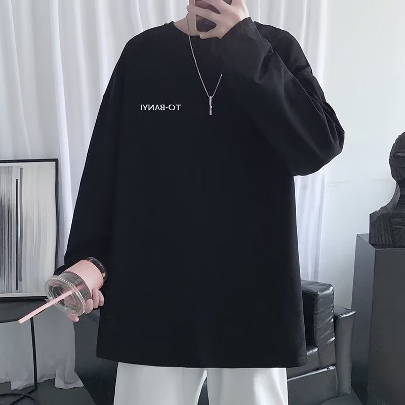 Autumn T-shirt Long-sleeved T-shirt Men's Hong Kong-style Loose Round Neck Couple's Base Shirt Casual Trendy Inner Top Men's Wear - Image 5
