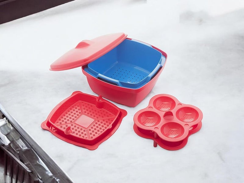 Microwave Dishwasher Safe Plastic Idli MakersMakes 8 Idlis Vegetable Steamer Rice CookerFull Big Set Rice Maker Idli Steamer With Lid Plastic Idli Maker MultiColor Pack Of 1