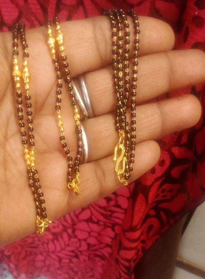 Bhumi Creation Micro Gold Plated & Copper Traditional Designer Fashion Jewellery Mangalsutra Nallapusalu Black Beads Chain for Women - Image 4