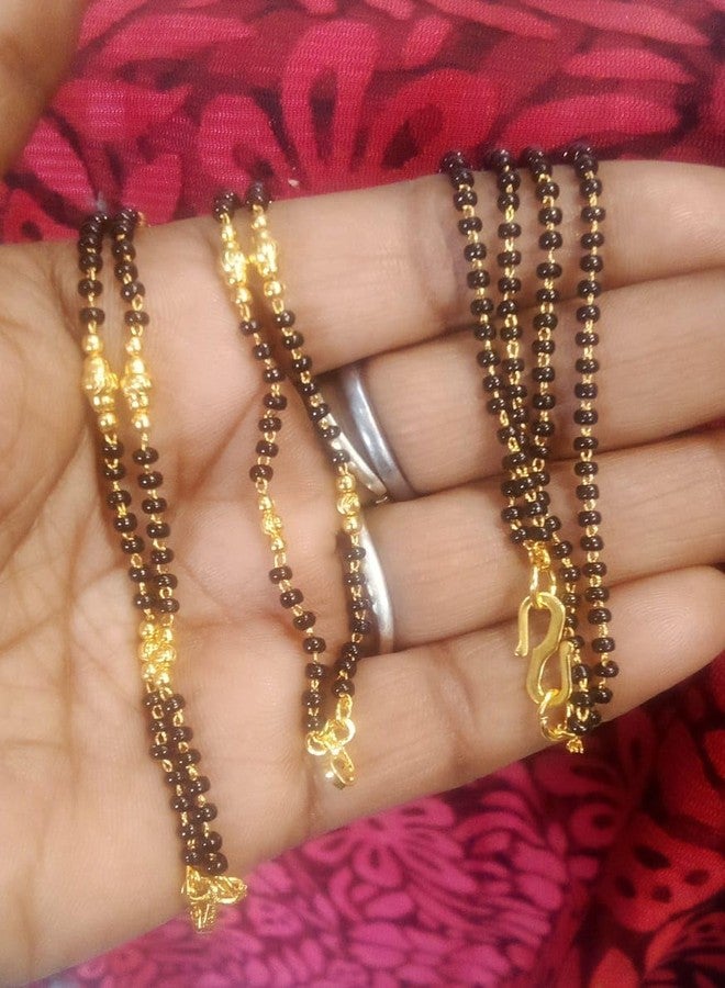 Bhumi Creation Micro Gold Plated & Copper Traditional Designer Fashion Jewellery Mangalsutra Nallapusalu Black Beads Chain for Women - Image 5