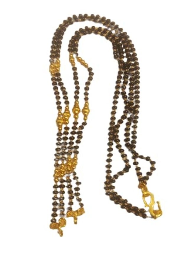 Bhumi Creation Micro Gold Plated & Copper Traditional Designer Fashion Jewellery Mangalsutra Nallapusalu Black Beads Chain for Women - Image 3